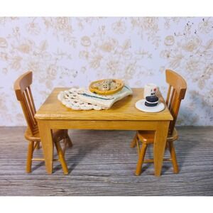1:12 Classics Dollhouse Miniature Breakfast Nook Table Chairs Food Doily Lot